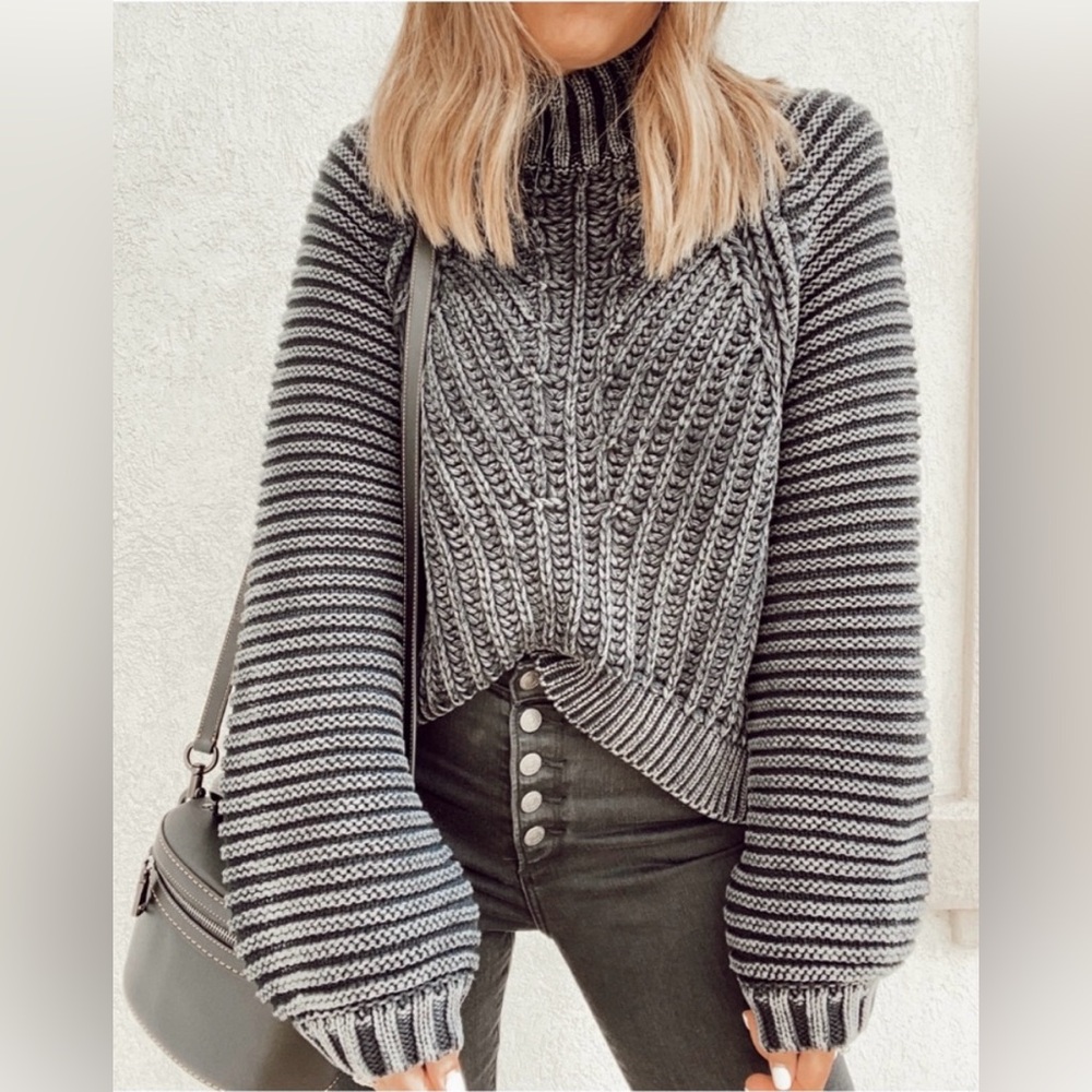 NEW Free People Sweetheart Sweater Chunky Knit Mockneck Pullover